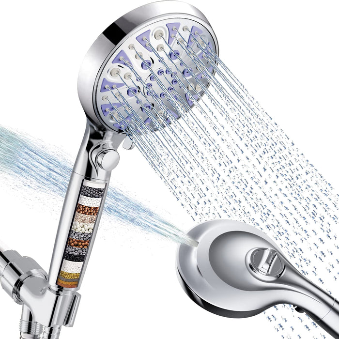 FEELSO Shower Head and 15 Stage Shower Filter, High Output Hard Water  Softener Showerhead with Filter Cartridge for Hard Water Remove Chlorine  and