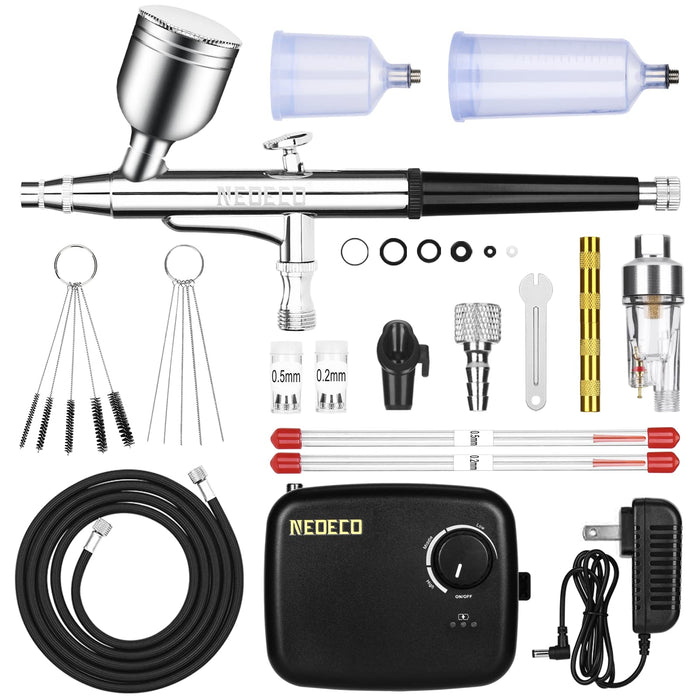 Dual Action Airbrush Kit 0.3/0.5mm Air Brush Gun with Cleaning Needle Spray  Gun Accessories for DIY Model Nail Painting Makeup