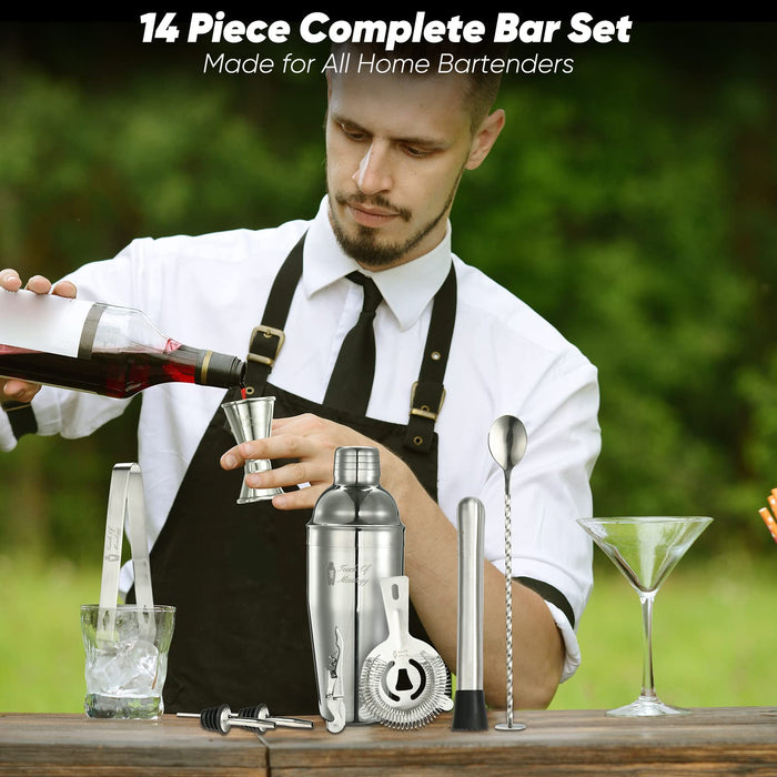18 pièces shaker cocktail kit de barman, shaker à cocktail