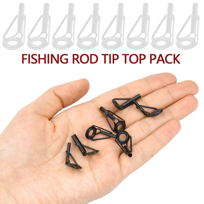 BB Hapeayou Fishing Rod Tip Repair Kit  Stainless Steel Ceramic Ring Pole Guide Eyelet Mixed Size (40Pcs)