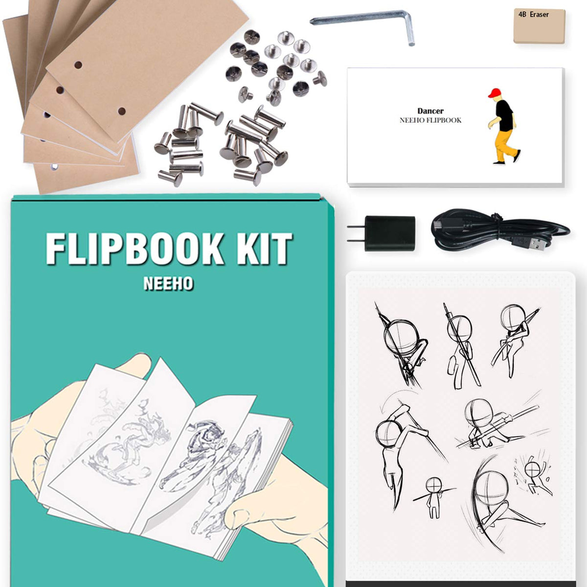 Official Andymation's Flipbook Kit for Kids & Adults with LED Light Pad for  Drawing & Tracing Animation, []
