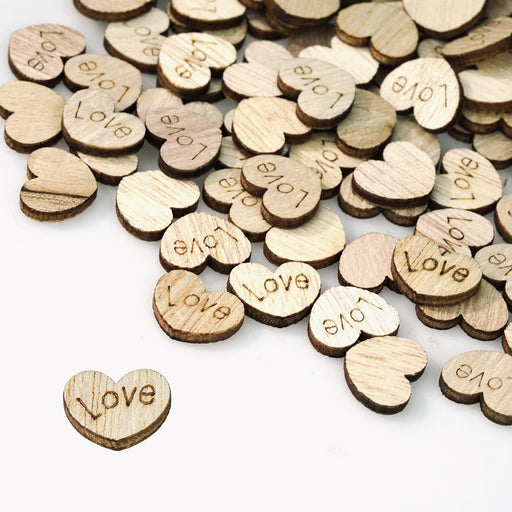 200 Pack Engraved Wood Heart Table Confetti, Small Wooden Hearts for  Crafts, Wedding, Valentines Decor (Love)