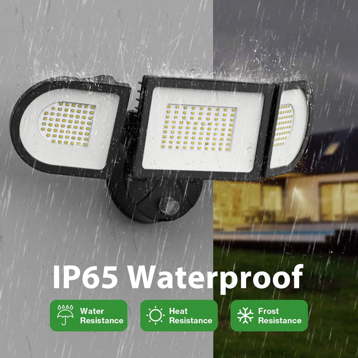iMaihom 100W Dusk to Dawn & LED Security Light,9000LM Super Bright,IP65 Waterproof Exterior Floodlight with 3 Adjustable Heads,Daylight White Floodlight fot Yard