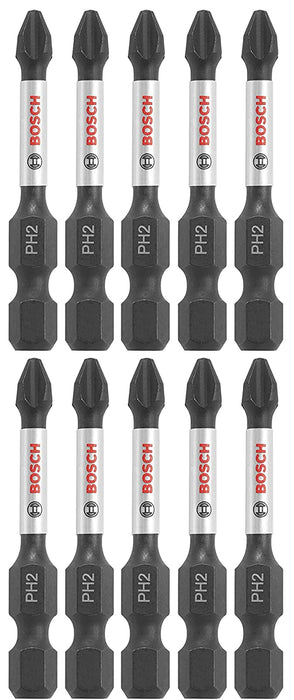 BOSCH ITPH22B 10-Pack 2 In. Phillips 2 Impact Tough Screwdriving Power Bits