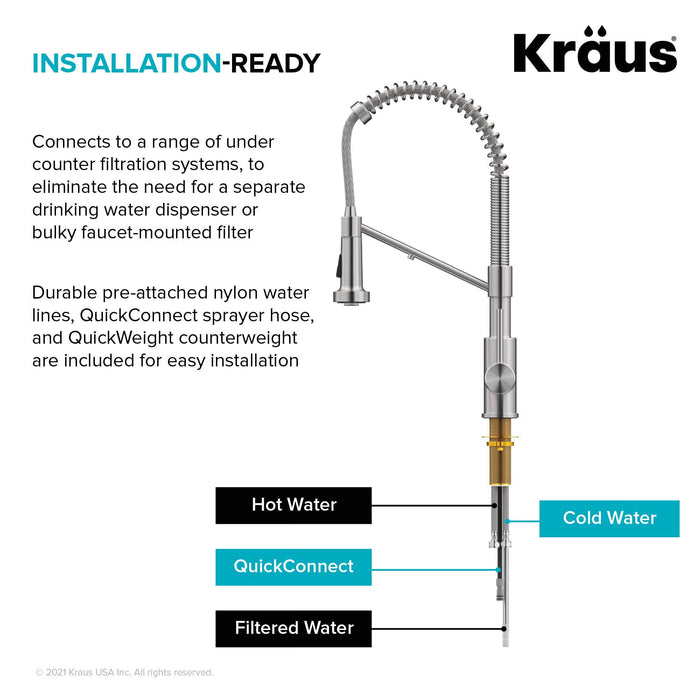 Kraus KFF-1610MB Bolden 2-in-1 Commercial Style Pull-Down Single Handle Filter Kitchen Faucet for Reverse Osmosis or Water Filtration System, Matte Black