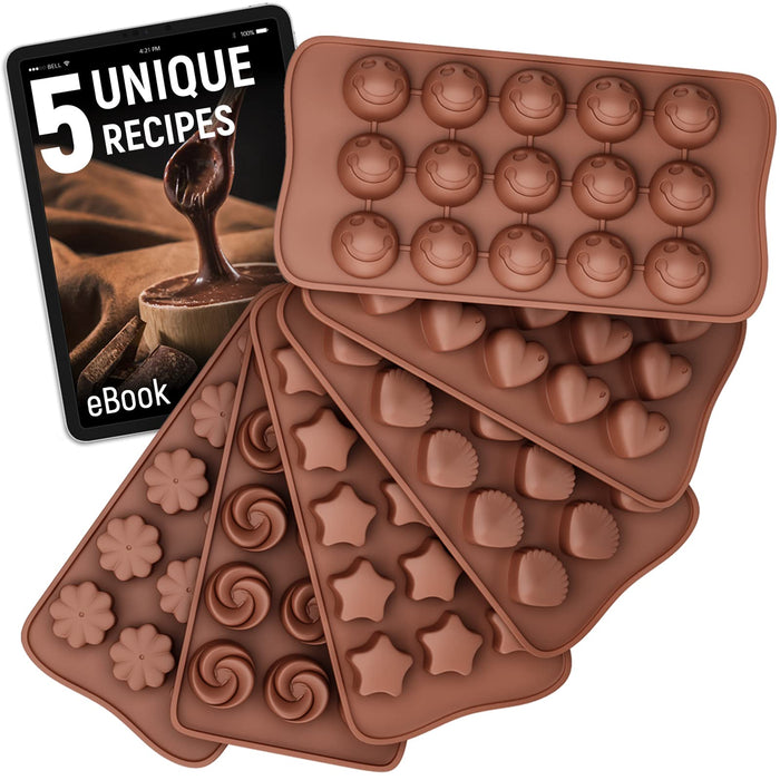 Chocolate Molds Gummy Molds Silicone - Candy Mold and Silicone Ice Cube  Tray Nonstick Including Hearts, Stars, Shells