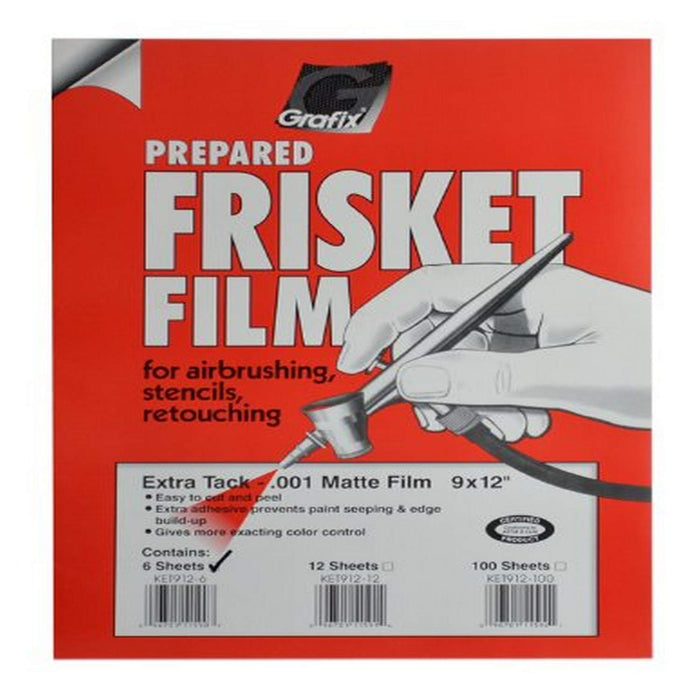 Grafix Extra Frisket Film for Airbrushing, Retouching, Stencils, Rubber Stamping, Watercolors, and Masking 9 x 12, Matte, 6 Pack, Track