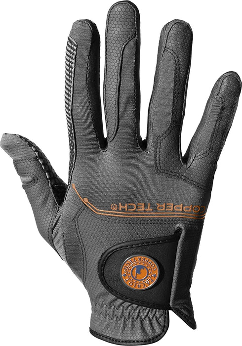 XEIRPRO Copper TECH Men’s Synthetic Golf Glove Charcoal Gray/Combi Spider Tacky Grip (2 Packs)—Breathable Long Lasting Copper Infused Material, Enhanced Grip for Worn on Left