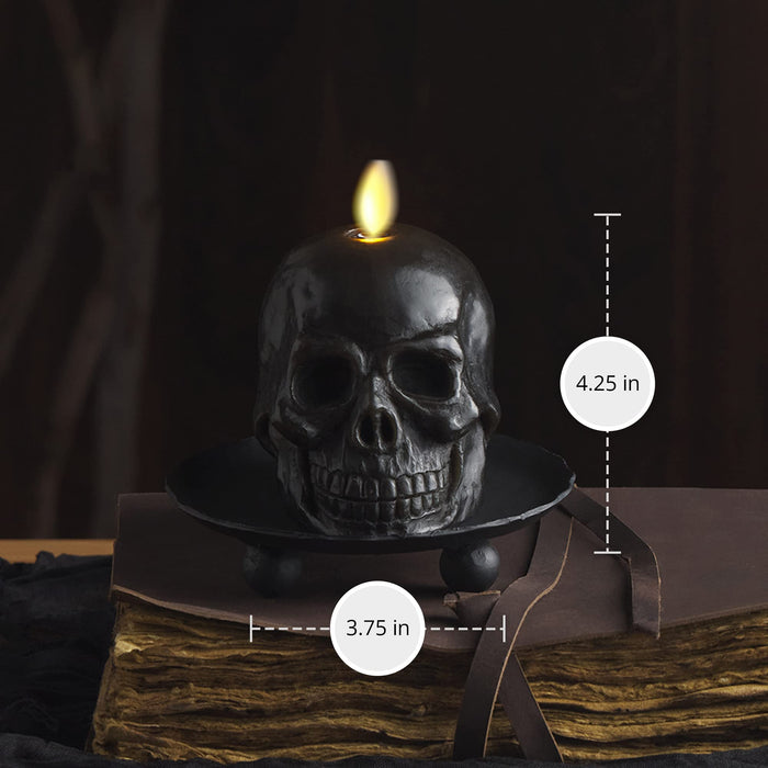 Luminara Large Black Flameless Candle Skull Unscented - 5.85 x 7.5