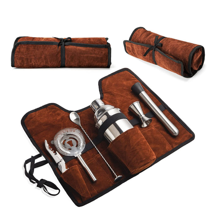 Wepikk Cocktail Shaker Set Bar Tools Mixology Bartenders Kit Stainless Steel Drink Mixer Portable Carry Bag Travel Kit 25.4 oz Mar