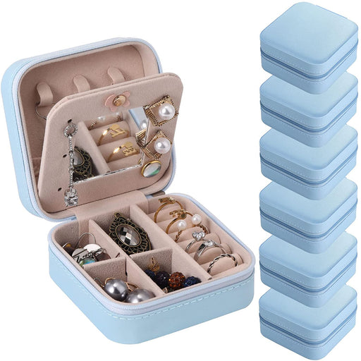 12 Pcs Mini Travel Jewelry Case Bridesmaid Proposal Gift Boxes Small  Jewelry Organizer PU Leather Earring Organizer Box Bulk Travel Accessories