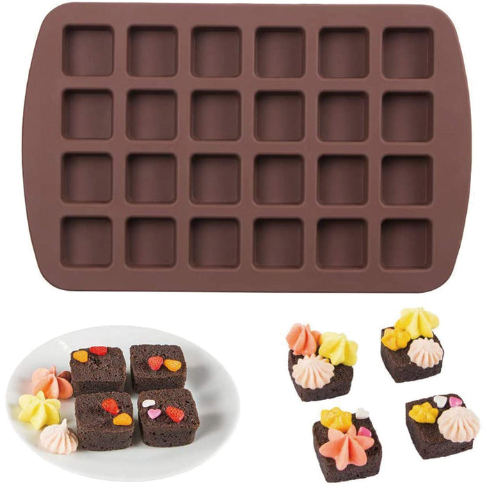 24 Cavity Silicone Brownie Squares Baking Mold Pans, Non-Stick