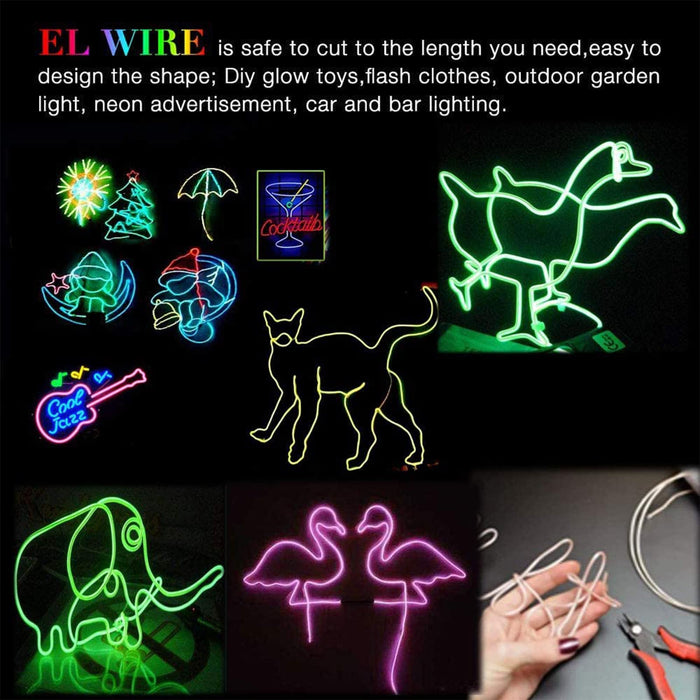 EL Wire Lights,Portable Neon EL Wire Lights Super Bright Battery Operated  for Cosplay Dress Festival Party Halloween DIY Christmas Decoration