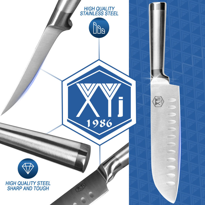 XYJ Authentic Since1986,Professional Knife Sets for Master Chefs,Knife Set  with Bag,Case, Scissors,Culinary Kitchen Butcher Knives,Cooking