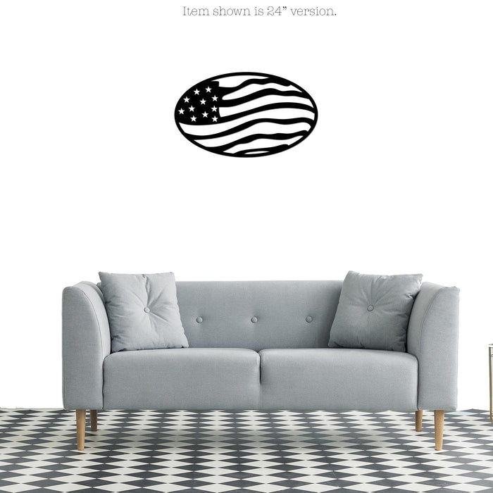 American Flag Wall Decor | Oval Metal American Flag Wall Art | USA US Patriotic Wall Decor Home Accent for Indoor or Outdoor