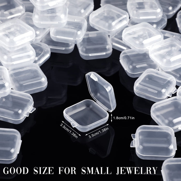 Mini Square Clear Plastic Small Box Jewelry Storage Containers
