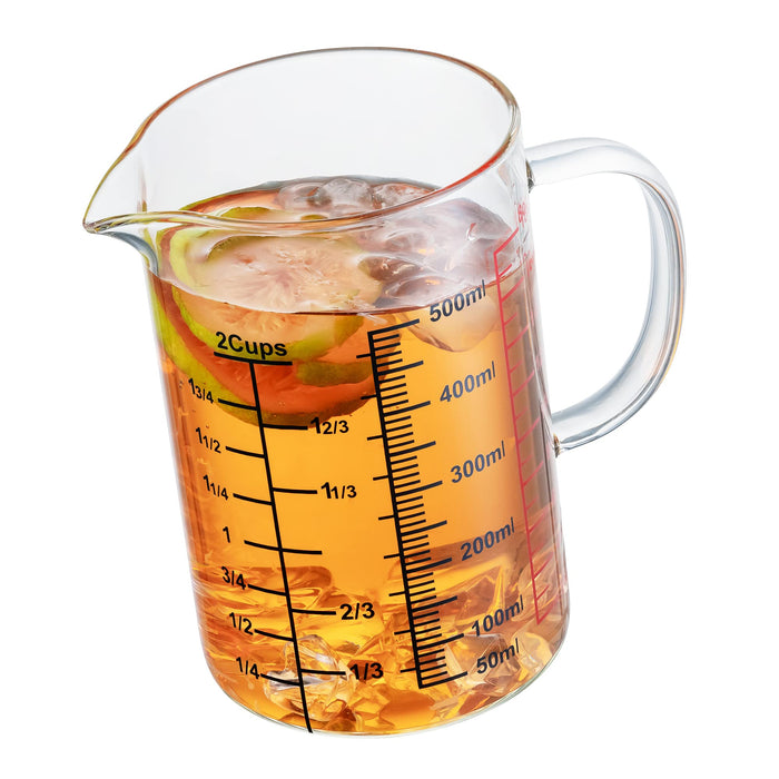 Glass Measuring Cup with Lid, 32oz (1000ml) High Borosilicate Glass Measuring Cup for Kitchen or Restaurant, [Insulated Handle, V-Shaped Spout]