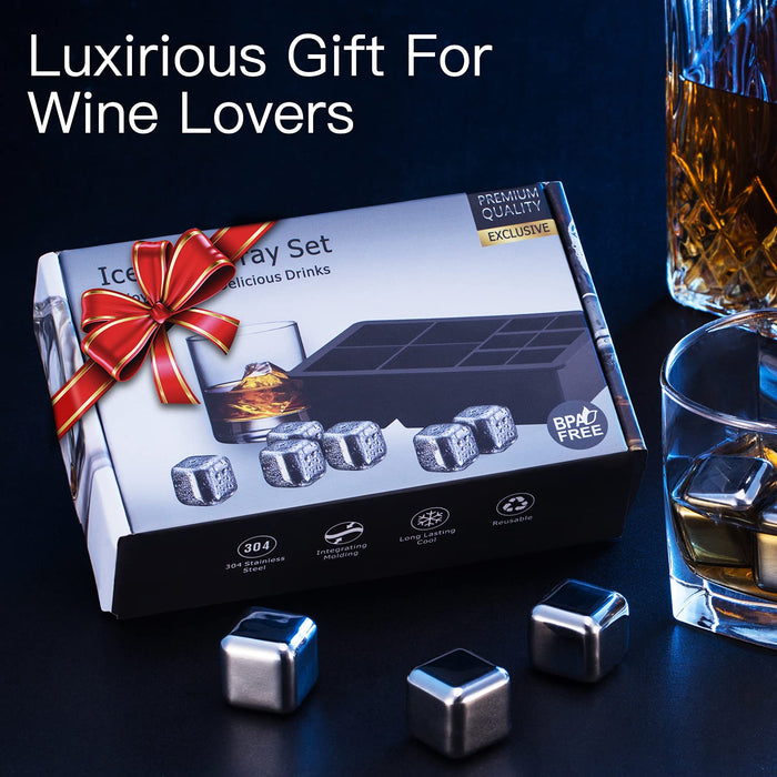 Christmas s for Men LUXEAR Whiskey Stones Reusable Ice Cubes with Silicone Square Ice Molds Box Packaging Stainless Steel Ice Cub
