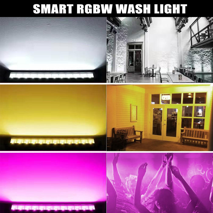 10 Pack RGB LED Wall Washer Light, 36W Color Changing LED Light Bar with App Control, Dimmable Wall Flood Light Strip Spot Light for Outdoor Indoor Lighting Stage Garden Building Decoration