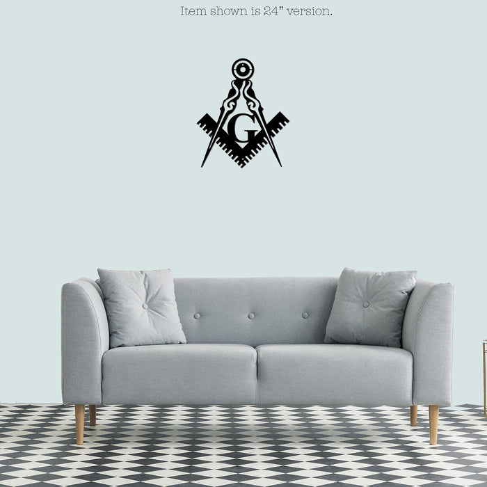 POEM Studio Freemason Metal Wall Sign Art | Masonic Compass Metal Home Accent | Home Decor for Mason | Decorative Accent Metal