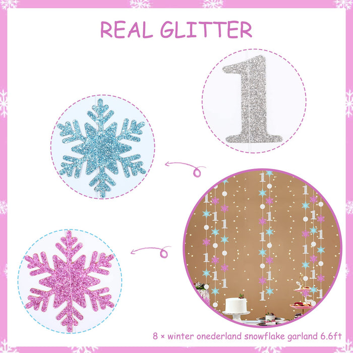 Glittery Snowflake One Cake Topper Winter Onederland India