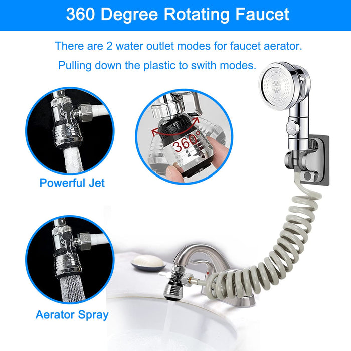 Sink Hose Dog Shower Sprayer Attachment, Female Aerator and Hand