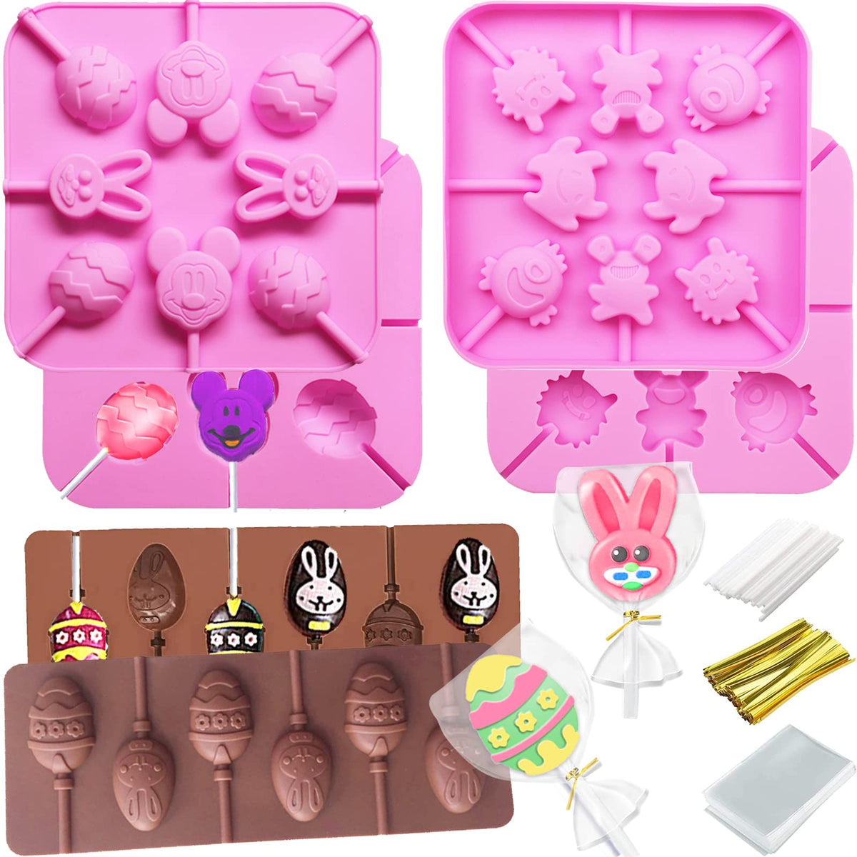 Silicone candy mold flower sunflower lollipop molds DIY chocolate gummy  mold cake bakeware tool cake decoration with plastic rod