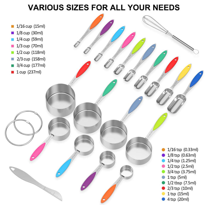 Measuring Cups and Spoons - Wildone Stainless Steel 20 Piece