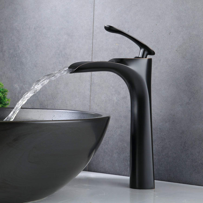 Waterfall Bathroom Faucet Oil Rubbed Bronze Single Handle Bathroom Sink Faucet with Tall Spout