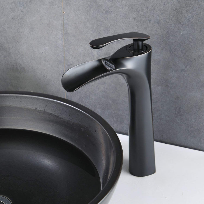 Waterfall Bathroom Faucet Oil Rubbed Bronze Single Handle Bathroom Sink Faucet with Tall Spout