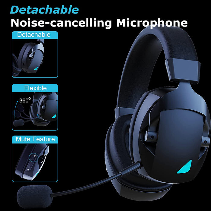  Acinaci Wireless Gaming Headset with Detachable Noise  Cancelling Microphone, 2.4G Bluetooth - USB - 3.5mm Wired Jack 3 Modes  Wireless Gaming Headphones for PC, PS4, PS5, Mac, Switch, Phone, Tablet :  Video Games