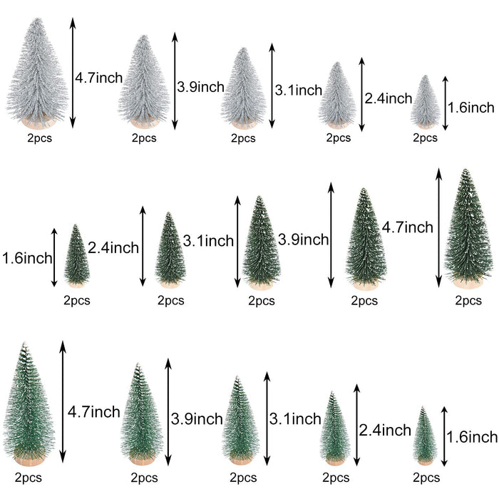 Dearhouse 30Pcs Artificial Mini Christmas Trees, Mini Pine Tree Sisal Trees With Wood Base Bottle Brush Trees For Christmas Table
