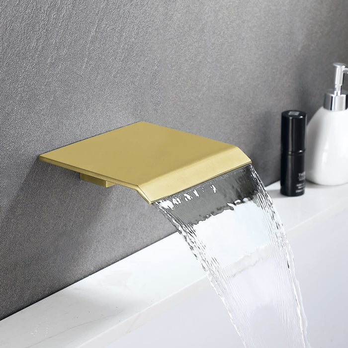Generic, Waterfall Tub Faucet Brushed Gold Bathtub Spout High Flow Tub Spout for Bathroom Sink and Tub Filler Fixtures