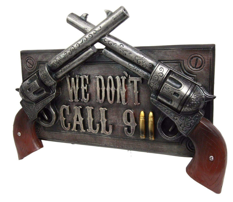 Ebros No Warning For Trespassers Wild West Dual Six Shooter Guns With Bullets Wall Art Sign Plaque Rustic Western Two Pistols