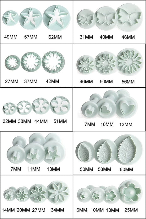 BNUOYEE 33 Pieces Fondant Cake Cookie Plunger Cutter Sugarcraft Decorating Mold DIY Tool