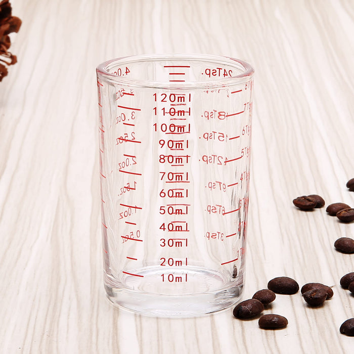 BCnmviku Measuring Cup Shot Glass 4 Ounce/120ML Liquid Heavy High Espresso  Glass Cup Black Line (1, Red)