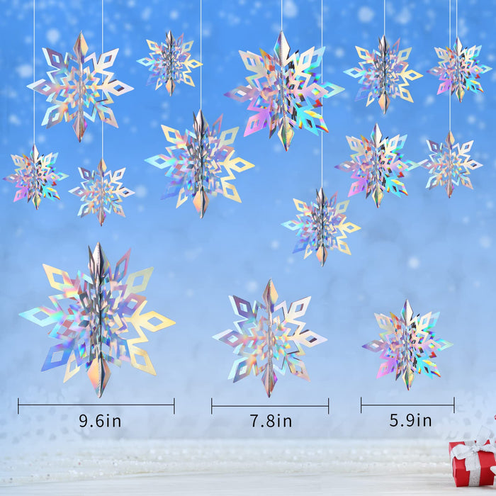 Ice Blue White Snowflakes Decorations frozen Birthday Party 3D