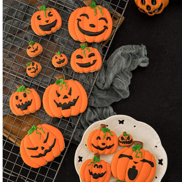 BakingWorld Pumpkin Cookie Cutter Set - 5 Piece Different Sizes Pumpkin Shapes Stainless Steel Fondant Cutters Mold