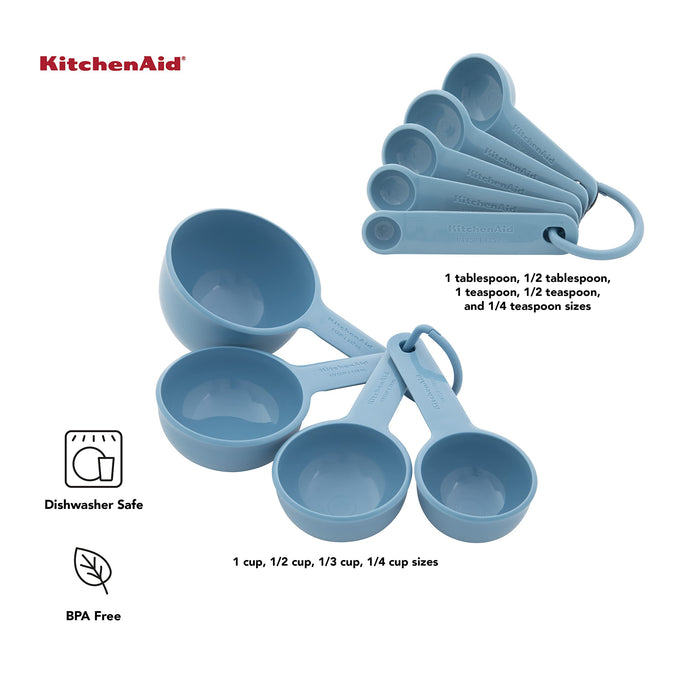 KitchenAid Universal Measuring Cup and Spoon Set, 9 Piece, Blue