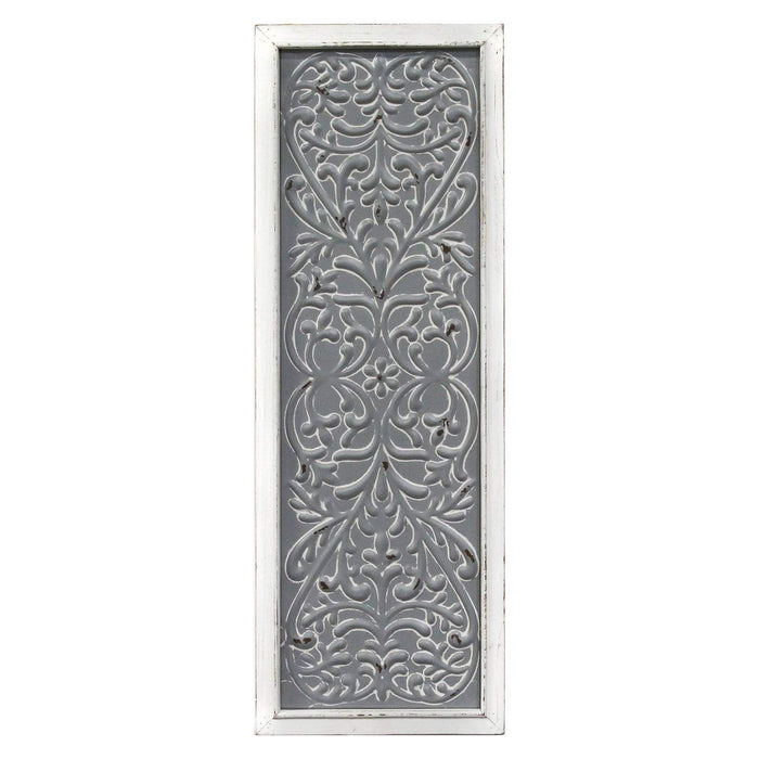 Stratton Home Decor Dropship, us home, SUHQX Stratton Home Decor Metal Embossed Panel Wall Dcor, Distressed White, Grey