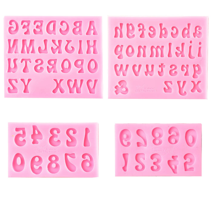4 Pcs Heart Candy Letter Molds for Chocolate Numbers Fondant Molds