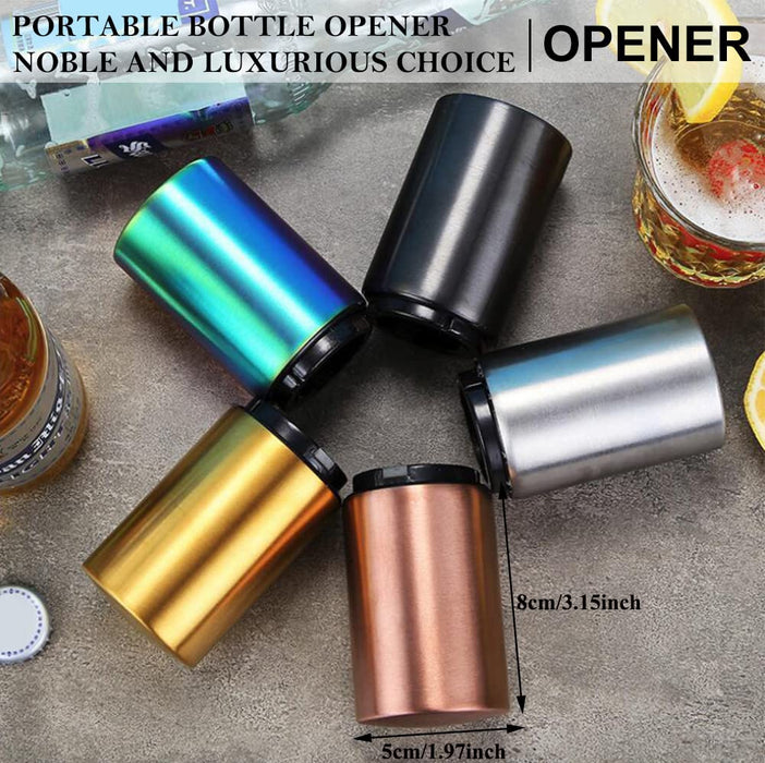 AKOAK 1 Pack Creative Stainless Steel Push-type Beer/Wine Bottle Opener Bar Household Automatic Convenient Cap Opener