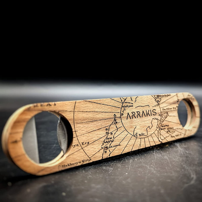 MAP OF ARRAKIS Engraved Wood Bottle Opener | Inspired by Sandworms and Muad'dib | Double Sided Engraving | Great Atreides  Idea!