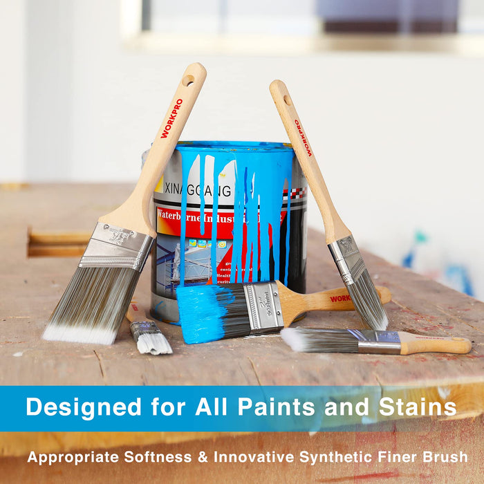 WORKPRO Paint Brushes Set, 5-Piece Professional Flat and Angle Sash Pa —  CHIMIYA