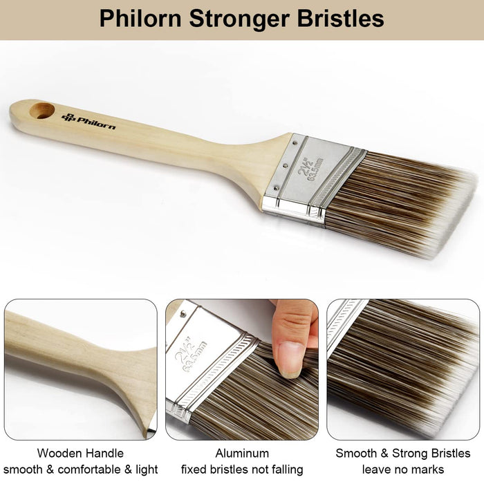 Philorn Paint Brushes for Walls 7 Pack, Premium Wood Handle Flat Paint —  CHIMIYA
