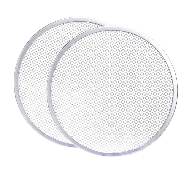 YEUIKERR 2 Pack Pizza Screen,12 Inch Non-Stick Bakeware Baking Screen, Aluminum Pizza Pan with Holes Pizza Mesh, Seamless