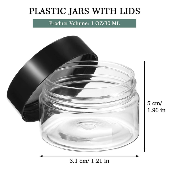 48 PET Clear Plastic Jars 2 Oz With Lids Empty Slime Container Food Cream  Jars