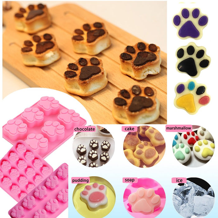 Dog Silicone Molds for Treats, Non-stick Dog Treat Mold with Paw
