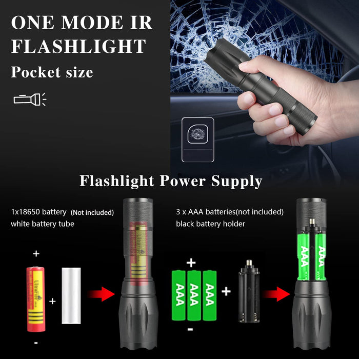 ULTRAFIRE IR Illuminator Flashlight, 850nm Focus Adjustable IR Led Flashlight Infrared Light Torch for Night Vision, Coyote Hog Predator Hunting