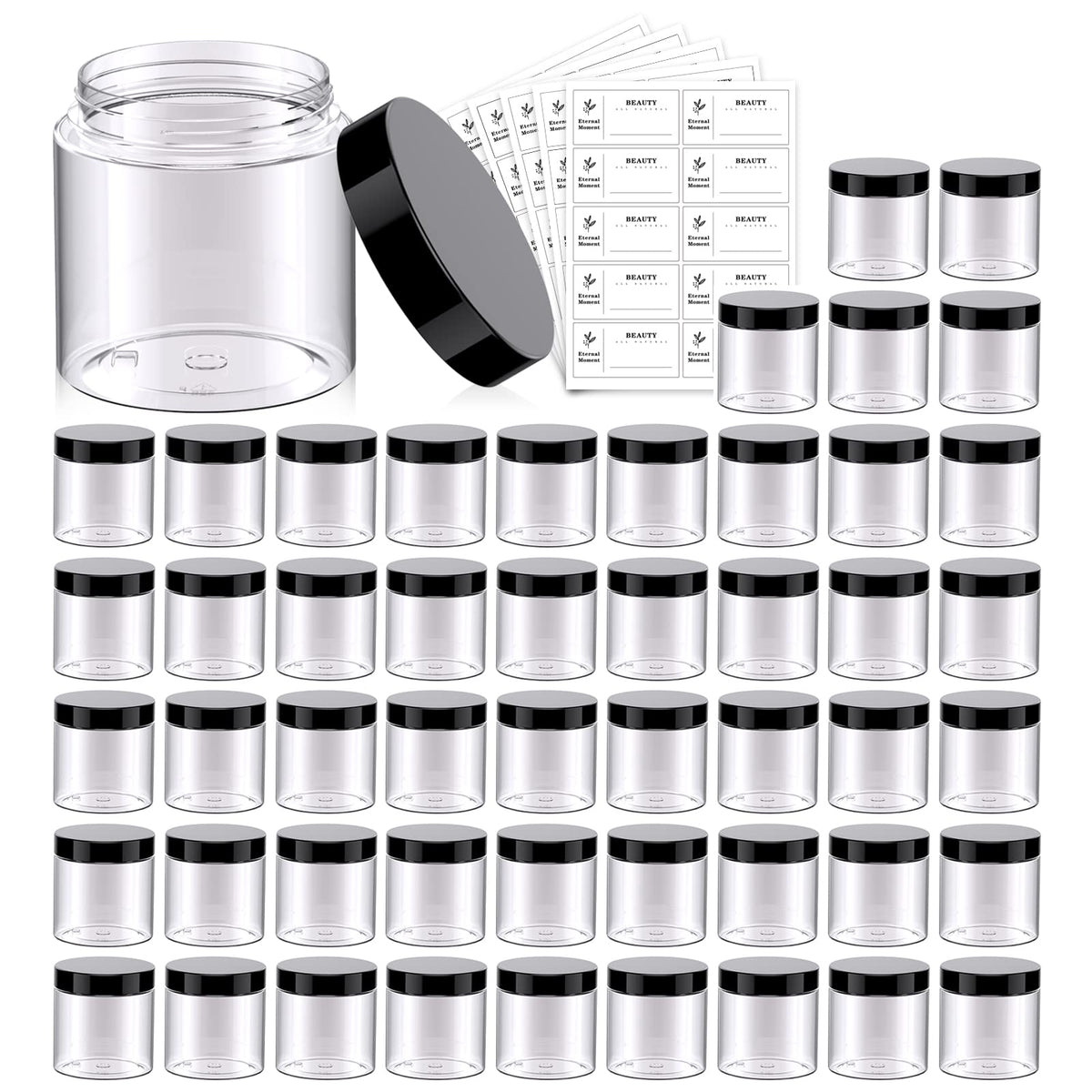 24 Pack Small Glass Containers with Lids 1 oz, Empty Jars with 6 Spatulas  for Creams, Cosmetics, DIY Ointments, Mixing (30ml)